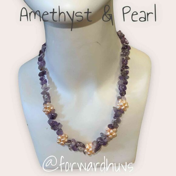 Amethyst Chip and Pearl Necklace - Picture 4 of 8
